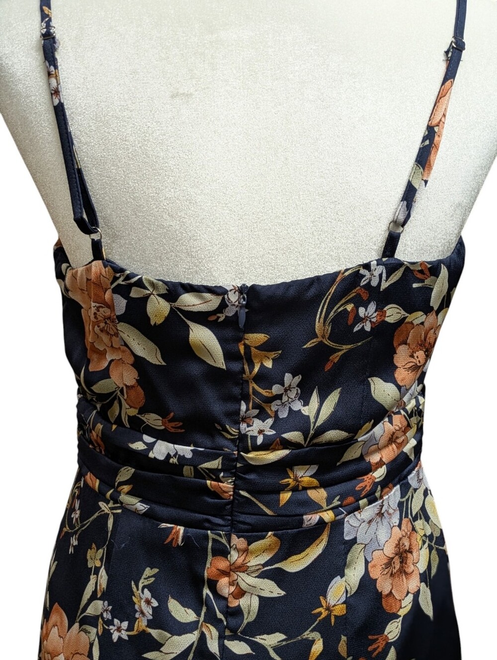 Lulu's My Favorite Day Navy Blue Floral Print Tulip Skirt Midi Dress Size Large - Picture 5 of 10